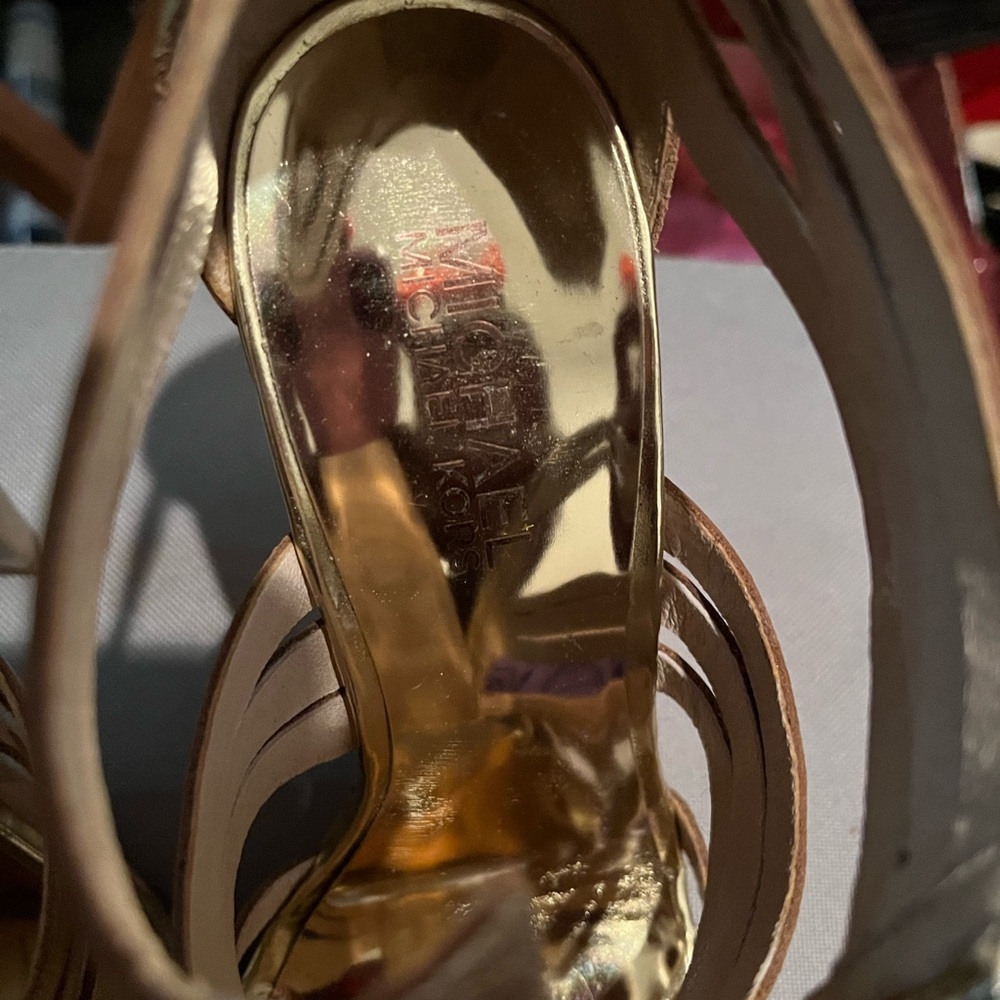 💜 Michael Kors Robertson Metallic Gold Sandal Heel 💜 - Picture 14 of 16